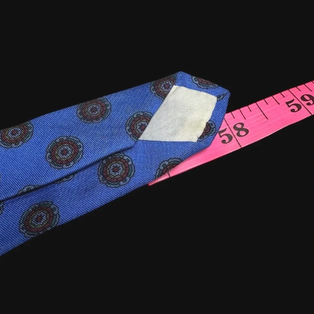 Brooks‎ Brothers Makers Silk Tie Blue Medallion Geometric Mens Necktie USA Made